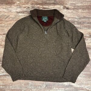 Woolrich | VGUC Men's Brown Speckled Zip-Up Sweater Wool Blend Cottagecore, M